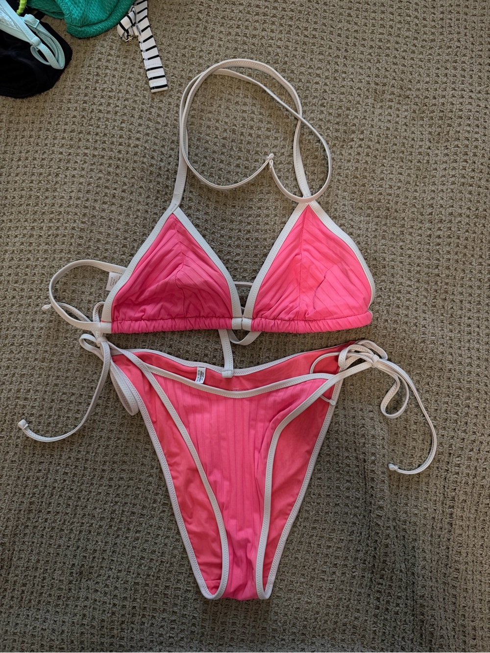 aerie Hot Pink Bikini with White Trim